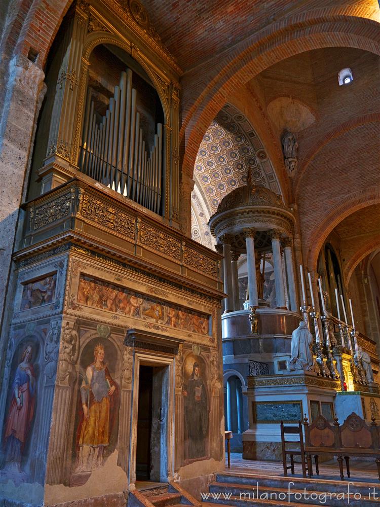 Milan (Italy) - Left choir loft and main altar of the Basilica of san Simpliciano